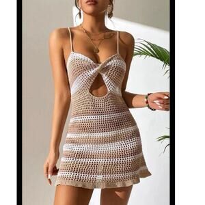 Crochet summer swim cover dress sz L